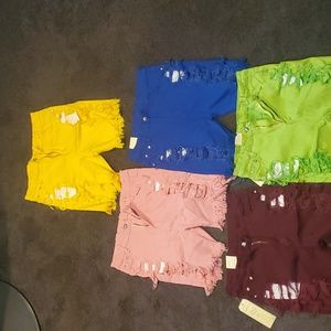 5 pair plus size (2x) distressed shorts